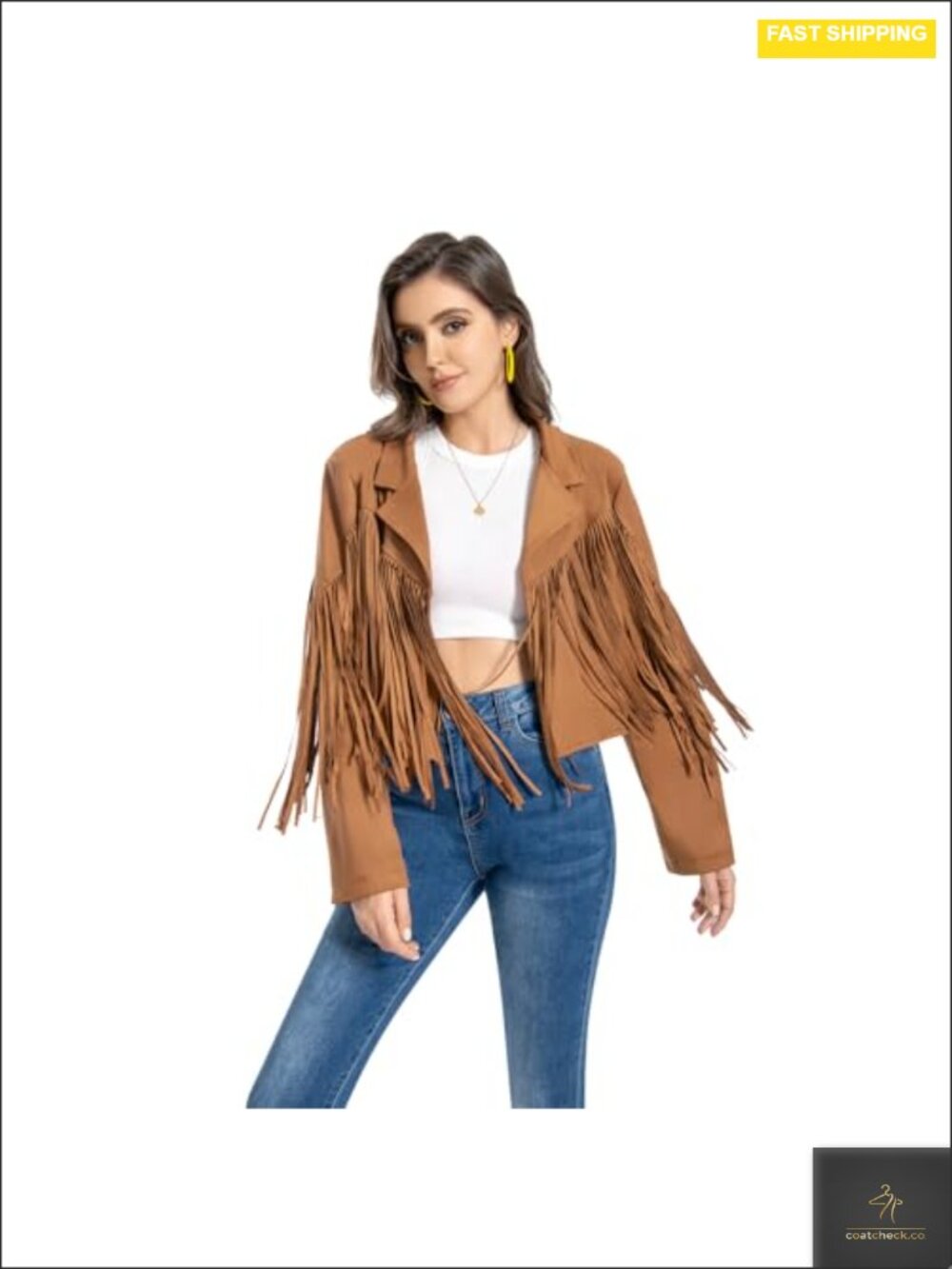 Faux Suede Leather Fringe Jacket Cowgirl Western Crop Moto Top Concert Outfit